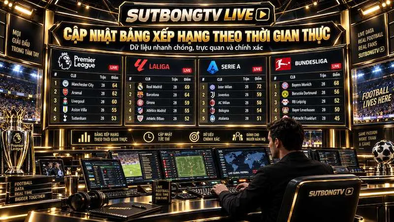 Cập nhật bảng xếp hạng bóng đá theo thời gian thực với dữ liệu chính xác trên Sutbong TV