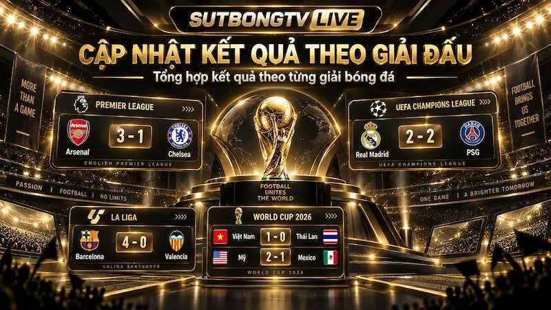 Kết quả bóng đá theo giải đấu cập nhật mới nhất tại Sutbong TV