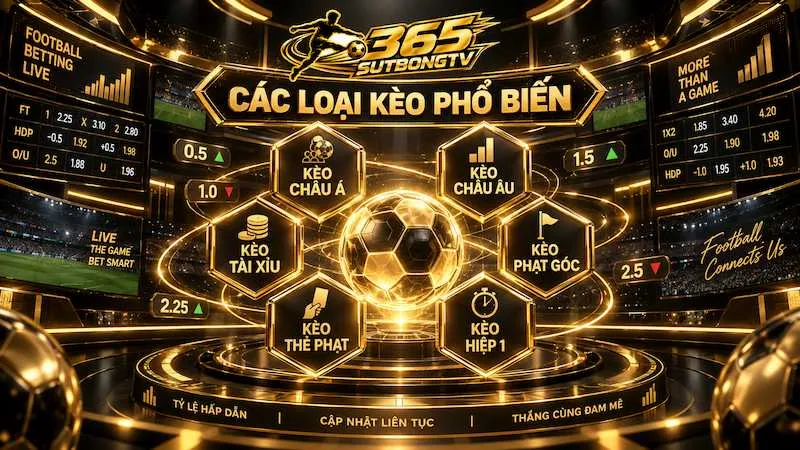 Tỷ lệ kèo châu Á, kèo châu Âu, kèo tài xỉu và các loại kèo bóng đá phổ biến tại Sutbong TV